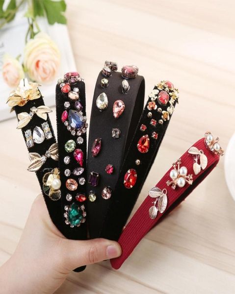 

rhinestone headbands vintage hair accessories baroque pearl hair band floral red crystal headband for women headdress headpiece je2323674, Silver