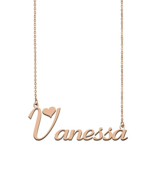 

vanessa name necklace custom nameplate pendant for women girls birthday gift kids friends jewelry 18k gold plated stainless s6448683, Silver