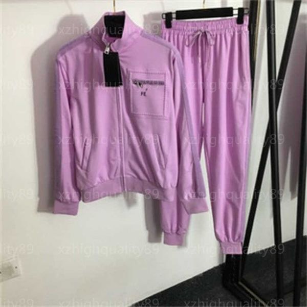 

designer womens tracksuits jacket sweatpants two piece set letter zipper pocket stand collar long sleeve coat high waist pants women suit de, White