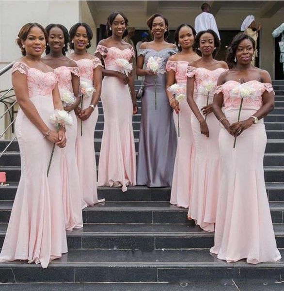 

2019 vintage africa bridesmaid dresses for black girls lace mermaid maid of honor dress zipper back wedding guest dress9585899, White;pink