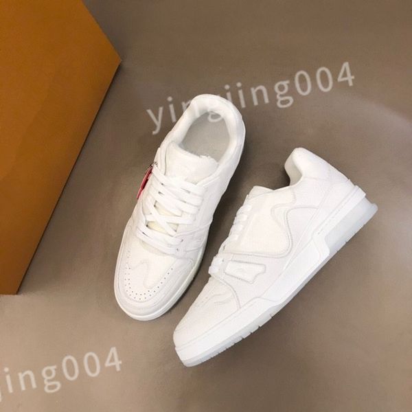 

2023 luxurys man woman downtown leather sneakers sporty shoes wholesale white black blue casual shoe rubber sole trainer sneaker size 39-45
