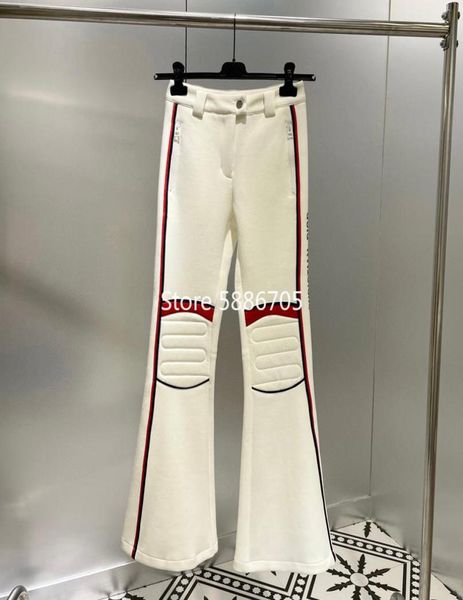 

women039s pants capris designer 2021 winter women skiing flare pant white contrast color patchwork long waist tr2338258, Black;white