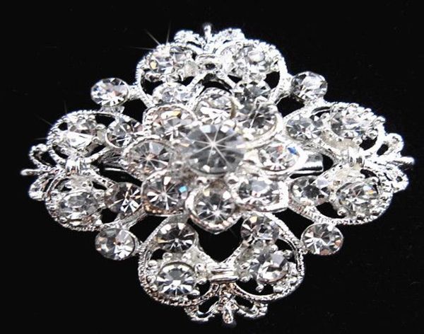 

silver tone clear rhinestone crystal brooch flower girls039 corsage fashion brooch wedding bridal bouquet pins brooches b6342762741, Gray