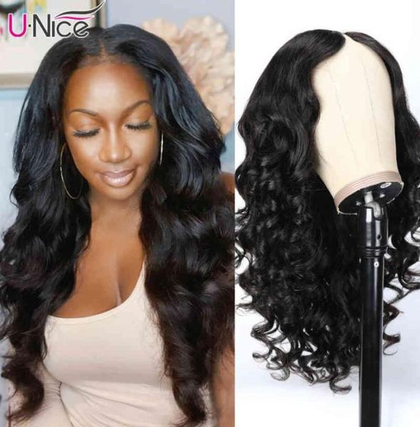 

unice hair body wave v part wig human brazilian s thin shape glueless minimal leave out9565993, Black