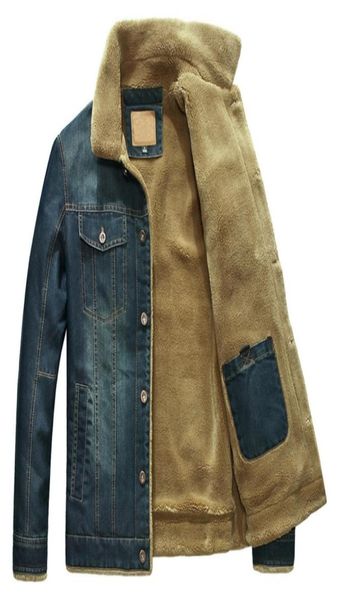

new mens winter jeans jacket denim blue cowboy coats plus velvet liner thick warm bomber outerwear2952260, Black;brown