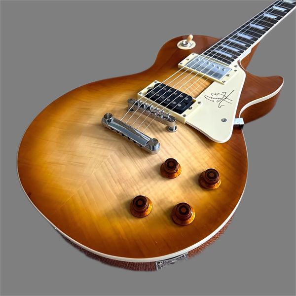 

custom shop, flame maple brown standard electric guitars, silver hardware, rose wood fingerboard guitars, ing