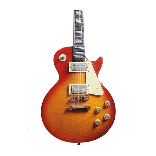 

classic lp standard cherryburst electric guitar, flame wood guitars