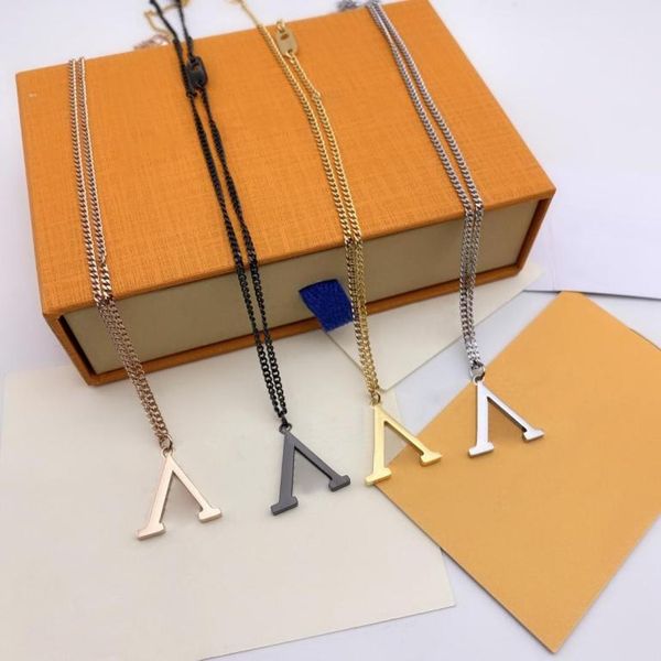 

designer necklace fashion pendant long necklaces inverted big letters design for man woman jewelry 4 color good quality2987145, Silver