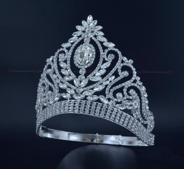 

pageant crowns rhinestone crystal silver miss beauty queen bridal wedding tiaras princess headress fashion hair jewelry crown mo225986390, White;golden