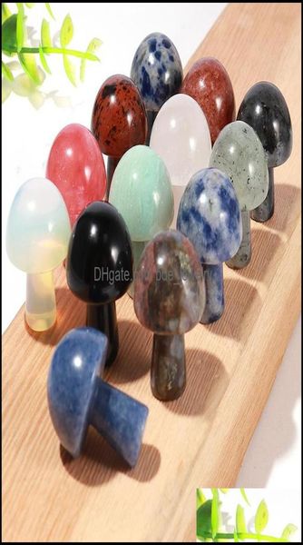 

stone loose beads jewelry mini mushroom gemstones figurine natural carved crafts decor quartz healing crystal statue ornament drop6403064, Black