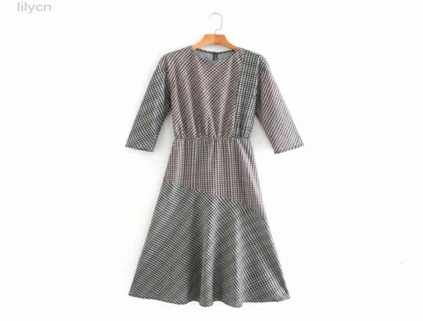 

print crew dress designer clothing long sleeve new1 fall autumn new women039s dresses fashion with plaid midi casual2019202, Black;gray