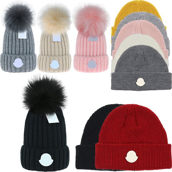 

designer beanies winter knitted women mens woolen hat warm femme fur pom beanies hats female bonnet caps k28j#, Blue;gray