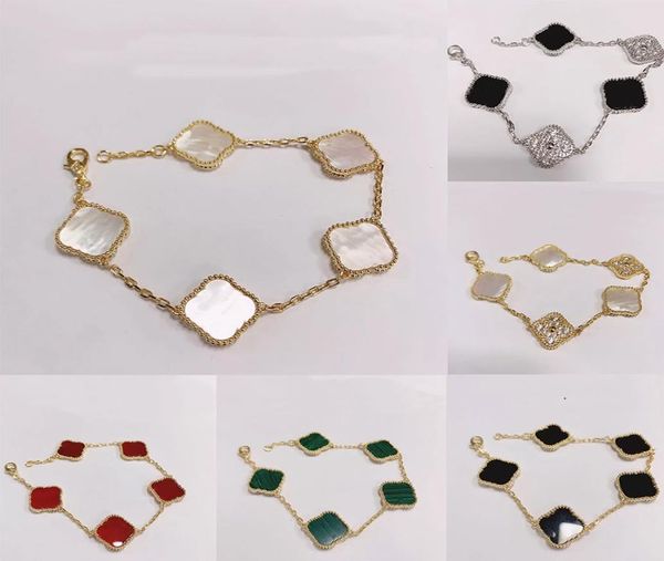

fashion classic4four leaf clover charm bracelets bangle chain lucky agate shell motherofpearl for womengirl wedding designer j8977011, Golden;silver