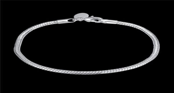 

3m bone 925 silver bracelet jspb187beast gift men and women sterling silver plated chain link bracelets71293633909444, Black