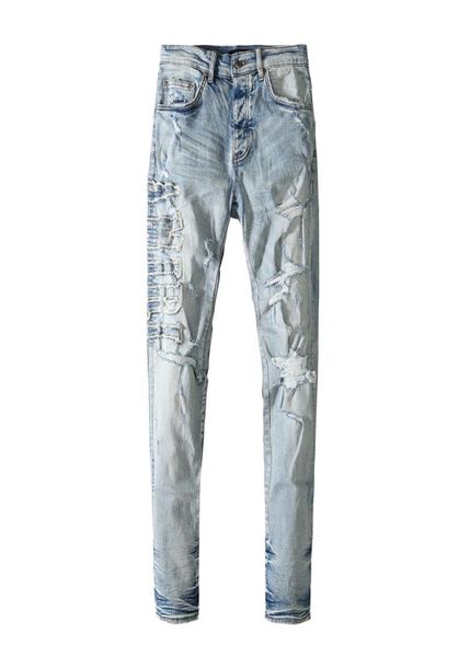 

mens jeans new design letter embroidery matte hole fashion brand5144894, Blue