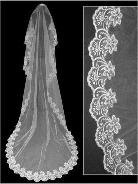 

church cathedral long wedding veils 1 tiers appliques with comb bride women bridal veil accessories bride76938854589590, Black