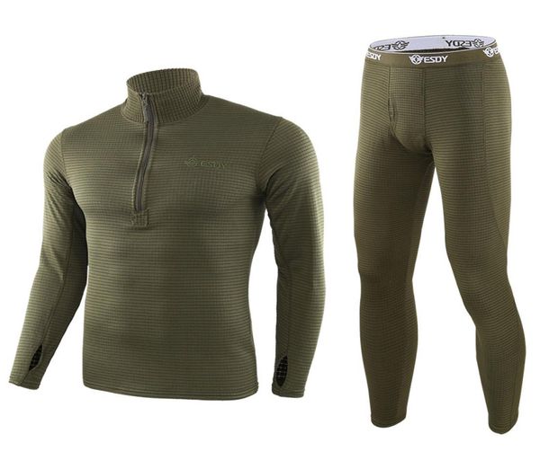 

men tactical shirt pants training thermal underwear outdoor sportswear elastic quick drying sport suit long sleeve long trousers7502777, Black;green