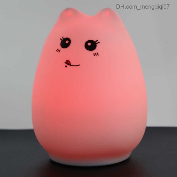 

lamps shades lamps shades mini kawaii cat baby night light 7-color touch color change eye protection bedroom bedside light children's g