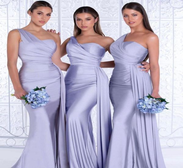 

lilac simple designer mermaid bridesmaid dresses chiffon sweetheart one shoulder pleats floor length maid of honor dress wedding g4995937, White;pink