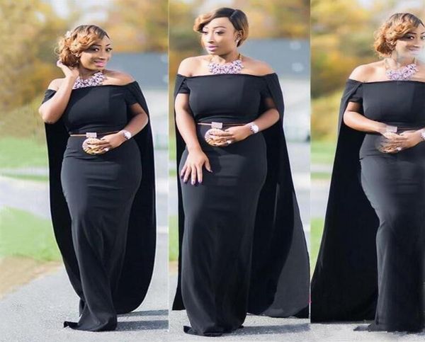 

plus size bridesmaid dresses mermaid prom dresses cape cloak off shoulder black chiffon long party evening gowns floor leng9197060, White;pink