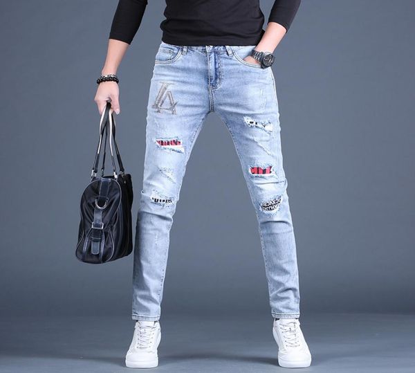 

mens 2020 luxury designer clothes jeans for men fashion printed hip hop ripped denim pants true brand skinny biker mens designer j1165525, Blue