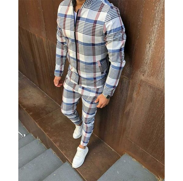 

new tracksuit men sportsuits gentlemen set zipper jacket suit long sleeve stripe coatpants gyms men set casual sportswear suit x06923319, Gray