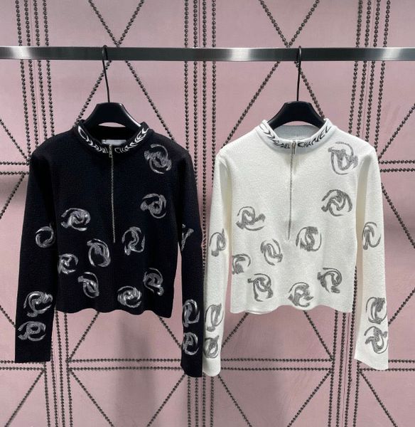 

new autumn 2023 women's sequin pattern lady sweaters fashion knitted sweater women casual loose long sleeve coats 2 colour, White