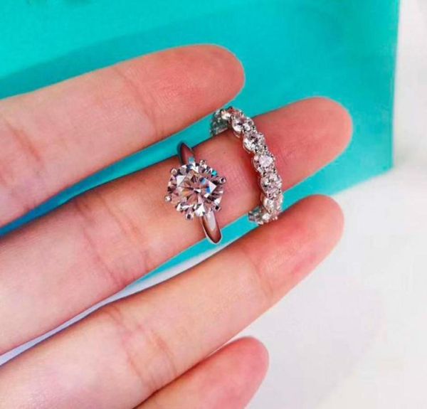 

luxury 1ct lab diamond cz ring bridal sets 925 sterling silver bijou engagement wedding band rings for women party jewelry gift 015331308