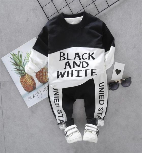 

winter clothes for baby boys girls long sleeve clothes t shirt pants 2pcs sets children fashion splice kid casual tracksuits215i8389830, White