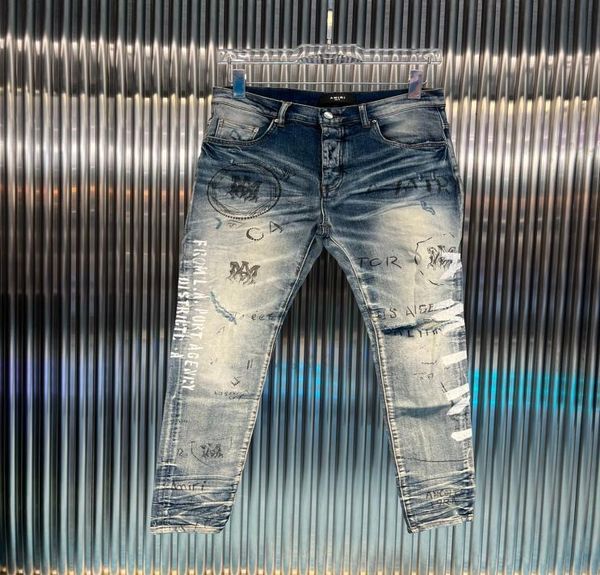 

men039s designer jeans distiessed ripped biker slim fit motorcycle bike jean men039s fas black pants size 30405621979, Blue