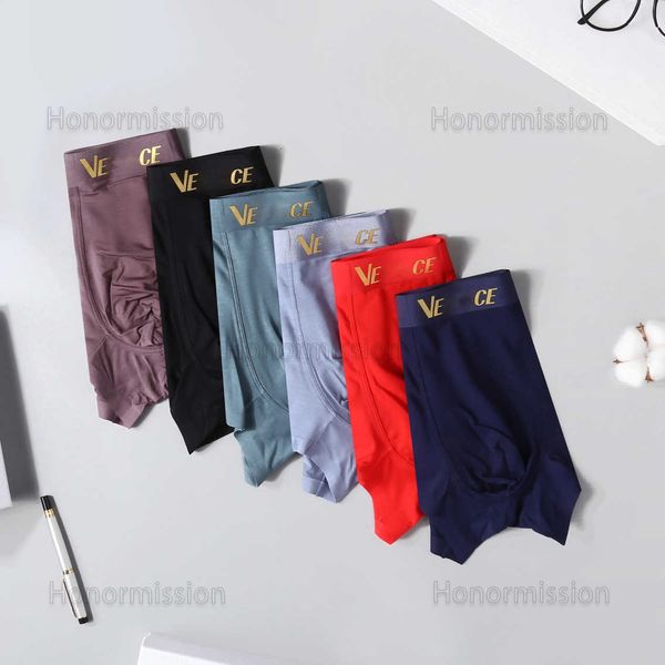 

designer luxury versage mens classic underwear solid color boxer pants cotton breathable comfortable underpants three piece with box 08046, Black;white
