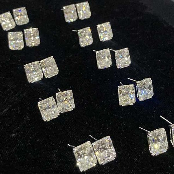 

wholesale price natural growth moissanite 18k solid gold square earring 10x8mm 6.5 carat radiant cut white moissanite gemstone, Golden