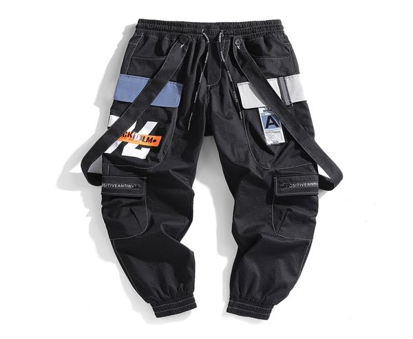 

2021 jogger leisure sports trousers men hip hop streetwear beam foot cargo pants fashion printing men pants5719737, Black