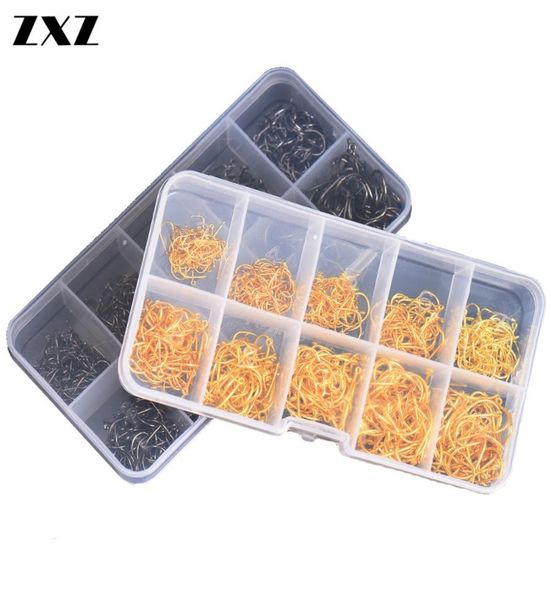 

whole 600pcsbox fishhooks carp fishing hooks fishing accessory high carbon steel fishing hooks black and gold 3126017681
