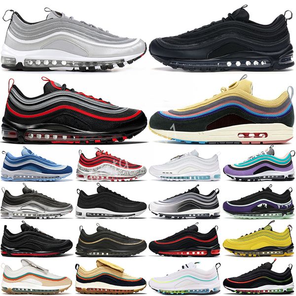 

2023 97 running shoes des chaussure 97s triple black sean wotherspoon jesus bright citron gradient fade bred gold mens womens outdoor sports