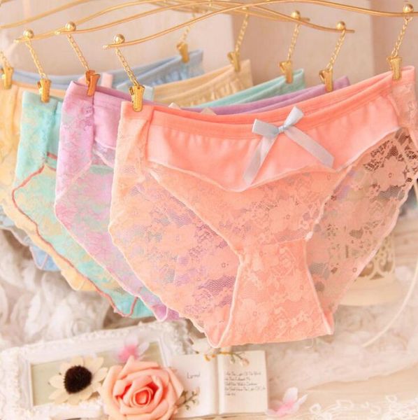 

bow tie cute girl women039s panties underwear transparent womens lace ladies underwears np0252931073, Black;pink