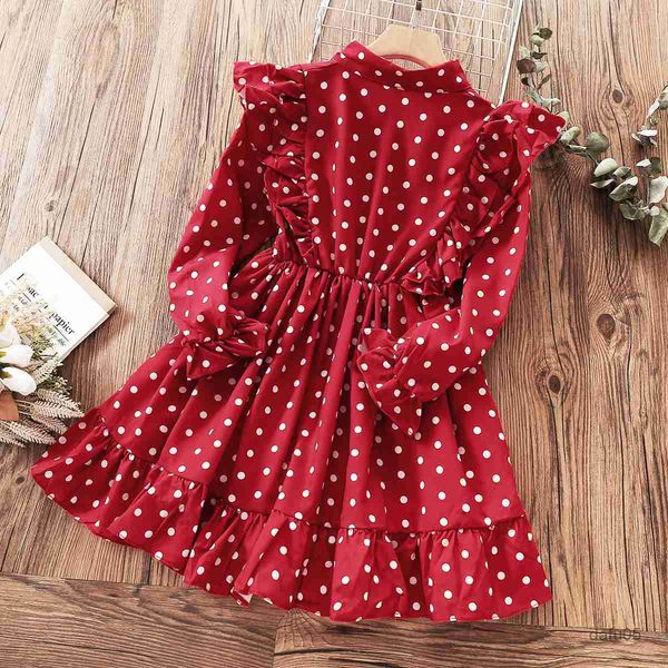 

girl's dresses teenagers school spring preppy dot girls dress student dresses for kids costume children clothes vestidos 9 years r23080, Red;yellow
