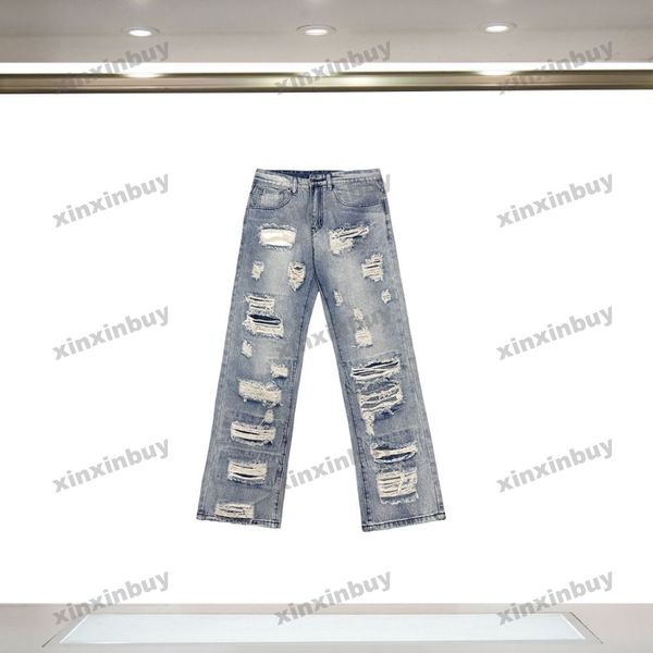 

xinxinbuy men women designer pant destroyed panelled pocket tie dye spring summer casual pants letter black khaki s-2xl, Black;brown