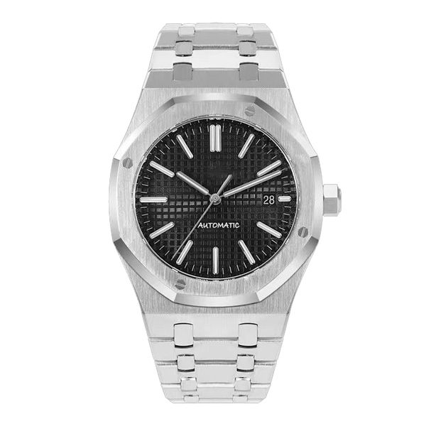 

41mm mens watch automatic watches male watch mechanical montre full stainless steel swim wristwatches sapphire luminous waterproof black dia, Slivery;brown