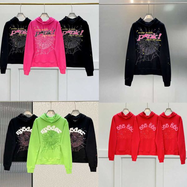 

spider pink sp5der hoodies spider 555 young sweatshirts pink spider hoodie hoodies designer streetwear thug 555555 angel hoody men women 11, Black