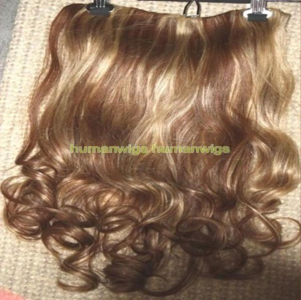 

one piece human hair clip inon extension body wave 427100 human hair made18quot1351453, Black;brown