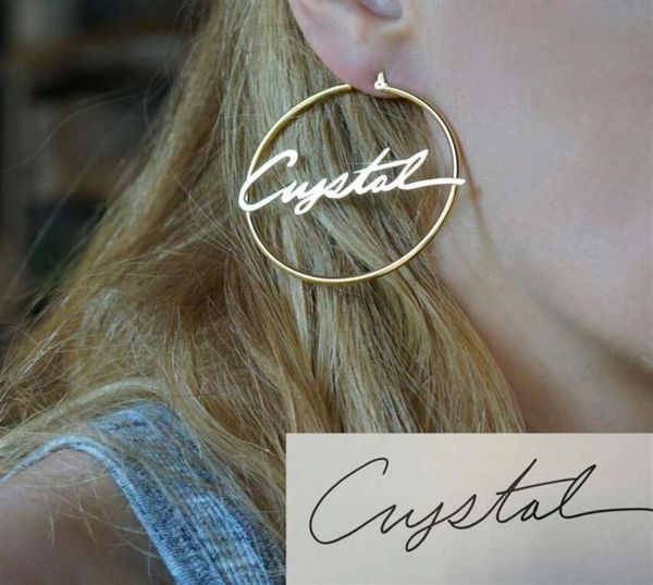 

custom name hoop earrings for women luxury designer diy letter earrings customize letters gold hoops jewelry family friends couple1763698, Golden;silver