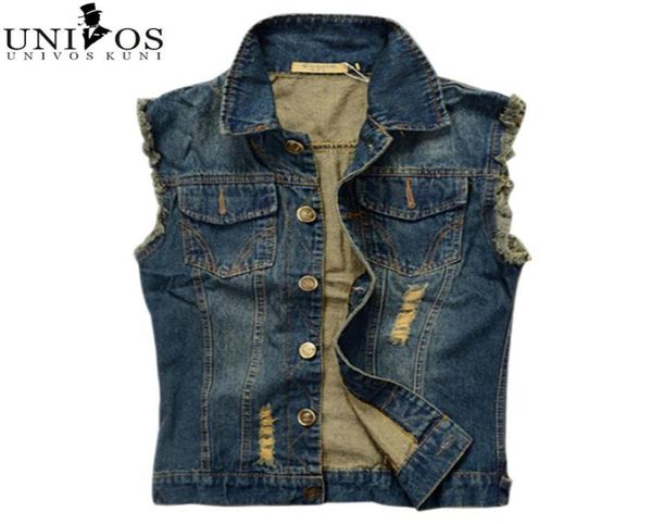 

whole mens denim vest 2016 new brand jeans vests men slim fit sleeveless jacket plus size 6xl patchwork waistcoat gliet men z4860719, Black;white