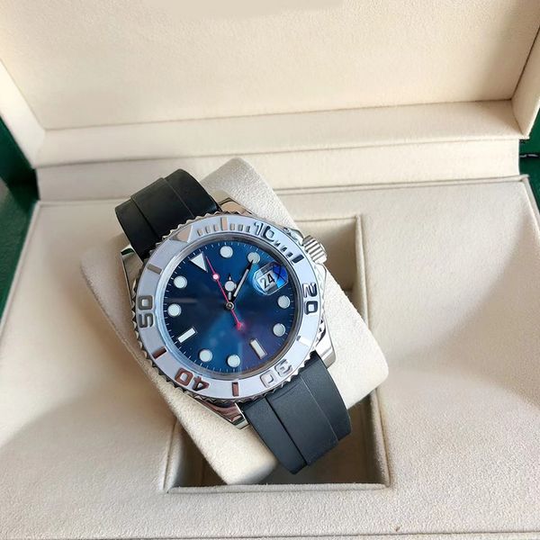 

Men's watch automatic watch 40mm designer watch blue dial rubber/stainless steel strap sapphire mirror waterproof night glow Montre De Luxe