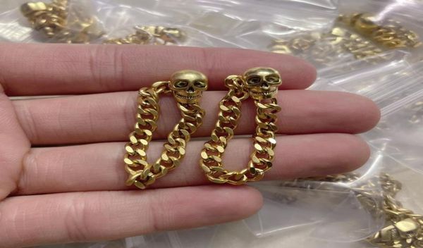 

hoop chain earrings rock dark copper skeleton for women men ear buckle punk hip hop skull round hoops jewelry me3 074047334, Golden;silver