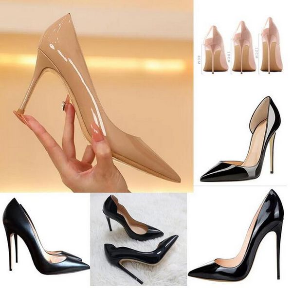 

pink red brand womens pumps red bottoms pointed toe high heel shoes black 8cm 10cm 12cm shallow pumps wedding shoes plus 46 shiny red sole s