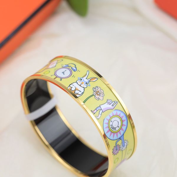 

enamel clic bangle for women charm bracelets rabbit horse 20mm enamel cuff new arrival yellow enamel, Golden;silver