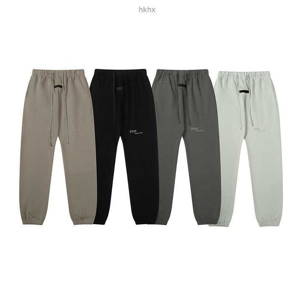 

mens pants designer ess fog pants reflective mens womens elasticity men sports loose silocone letters sweatpants drawstring trousers casual, Black