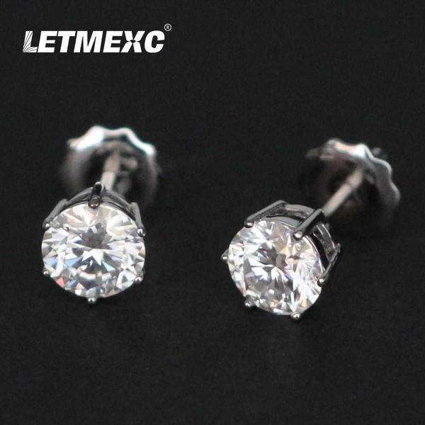 

letmexc 18k gold new moissanite six-claw spiral new fashion diamond stud earrings d color vvs1, Golden