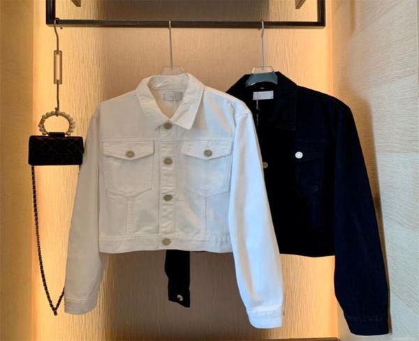 

jeans jacket fashion embroidery letter on collar turndown short denim jackets coat niche middle tide brand custom but3286610, Black;brown